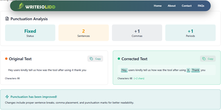After Using Punctuation Checker