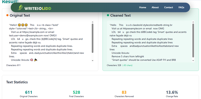 After Using Text Cleaner